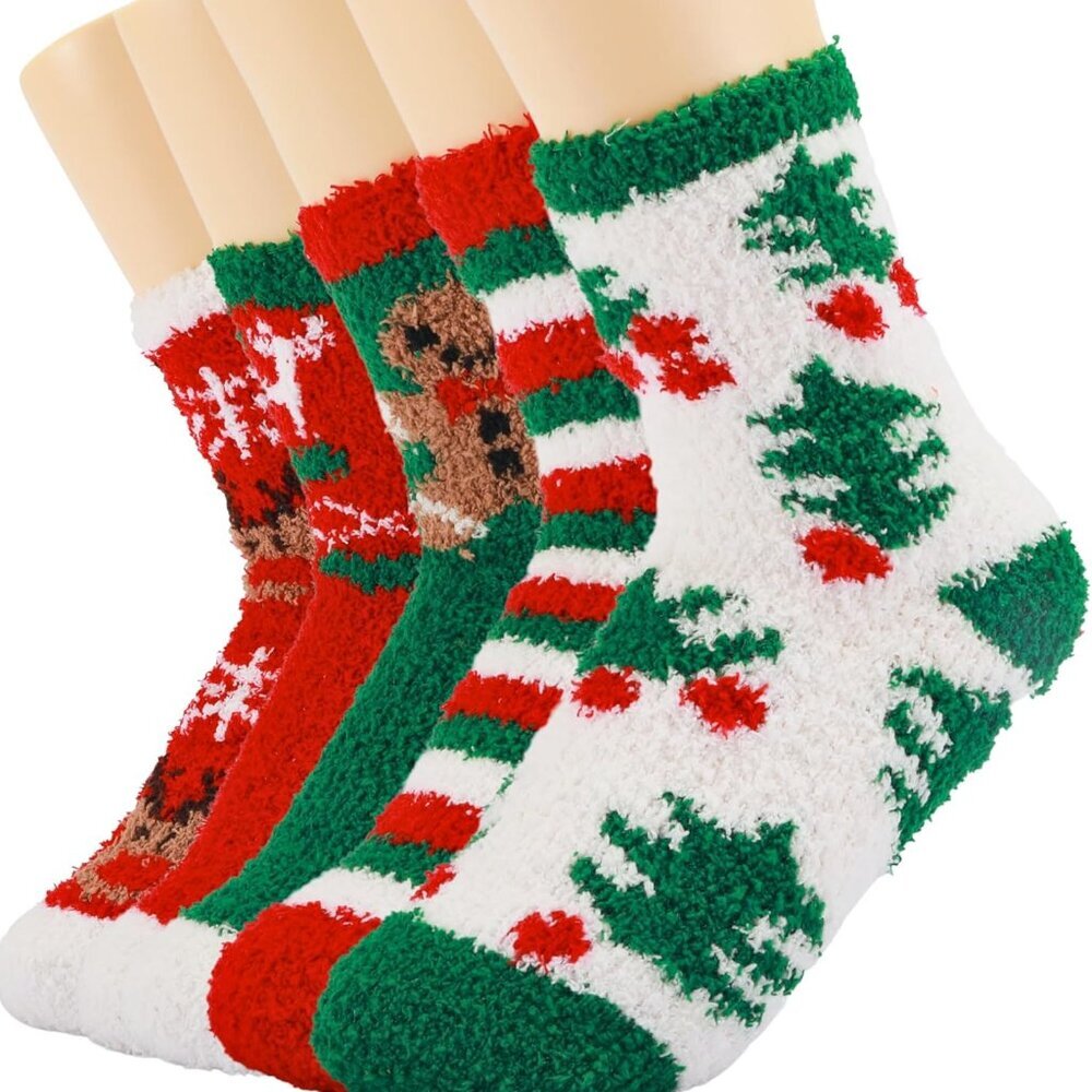 Fluffy Fuzzy Socks for Women & Teen Girls - 4 to 5 Pairs Bulk Pack - 2023 Holida